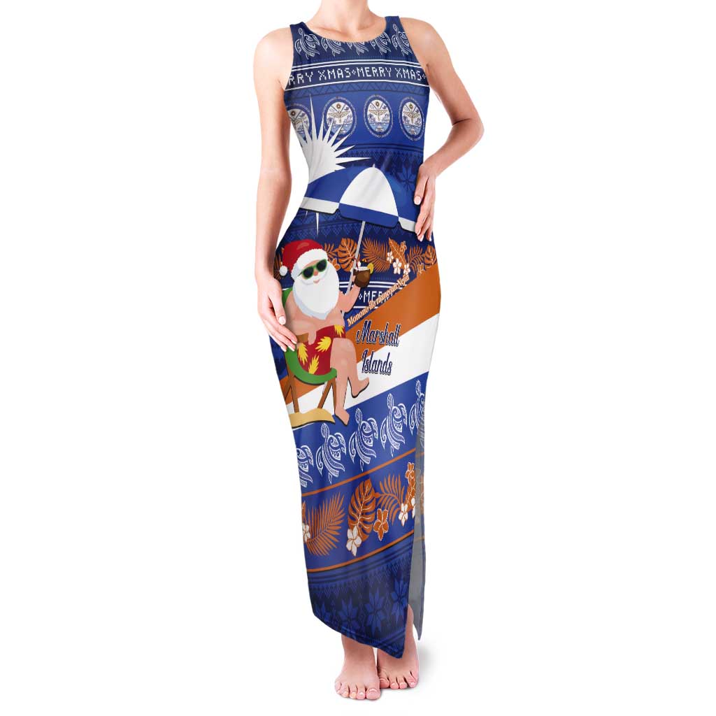 Marshall Islands Christmas Tank Maxi Dress Beachy Santa Monono ilo raaneoan Nejin - Polynesian Pride