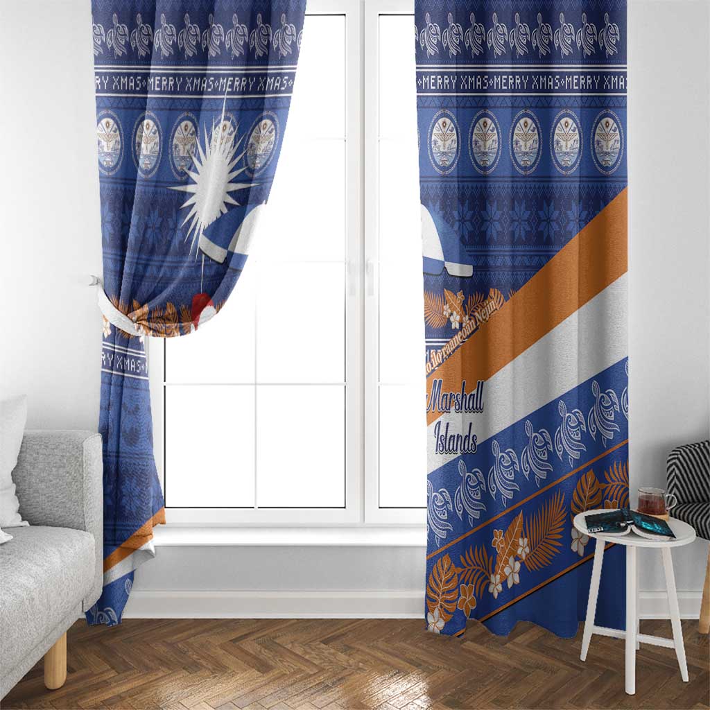 Marshall Islands Christmas Window Curtain Beachy Santa Monono ilo raaneoan Nejin - Polynesian Pride