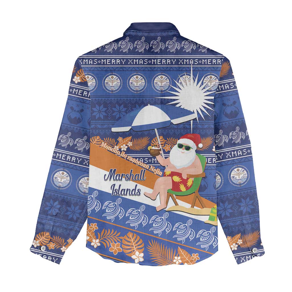 Marshall Islands Christmas Women Casual Shirt Beachy Santa Monono ilo raaneoan Nejin - Polynesian Pride