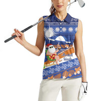 Marshall Islands Christmas Women Sleeveless Polo Shirt Beachy Santa Monono ilo raaneoan Nejin - Polynesian Pride