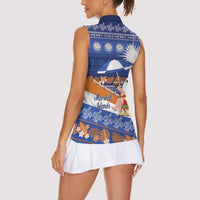 Marshall Islands Christmas Women Sleeveless Polo Shirt Beachy Santa Monono ilo raaneoan Nejin - Polynesian Pride