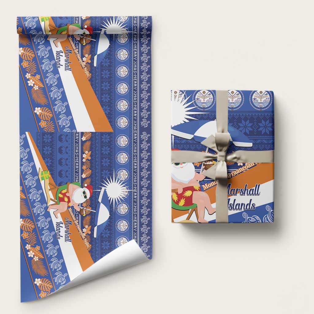 Marshall Islands Christmas Wrapping Paper Beachy Santa Monono ilo raaneoan Nejin - Polynesian Pride