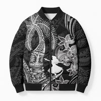 Hawaii Tribal Tiki Drum Hula Girl Bomber Puffer Jacket LT14 Unisex Black - Polynesian Pride