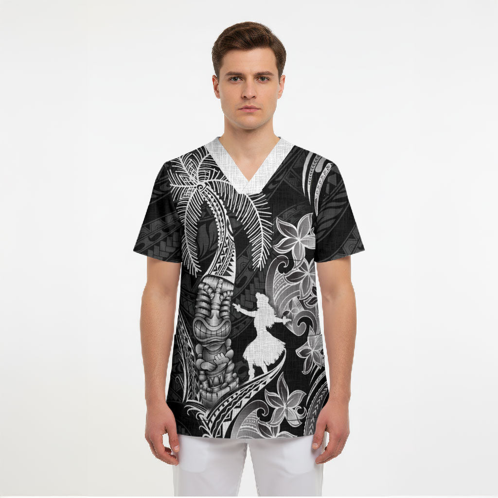 Hawaii Tribal Tiki Drum Hula Girl Scrub Top LT14 - Polynesian Pride