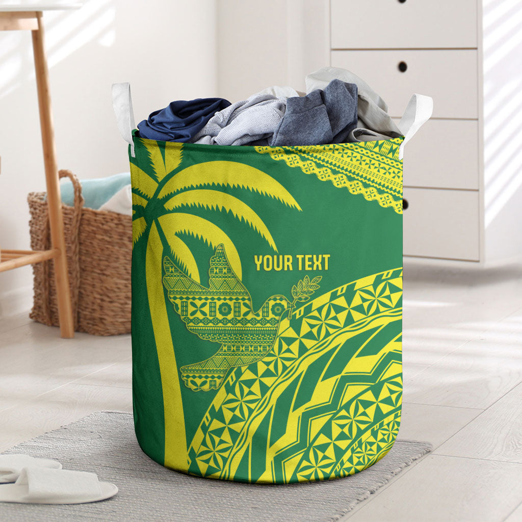 Tailevu Fiji 2026 Rugby Custom Laundry Basket Dove Nation Fijian Tapa Pattern LT14 Green - Polynesian Pride