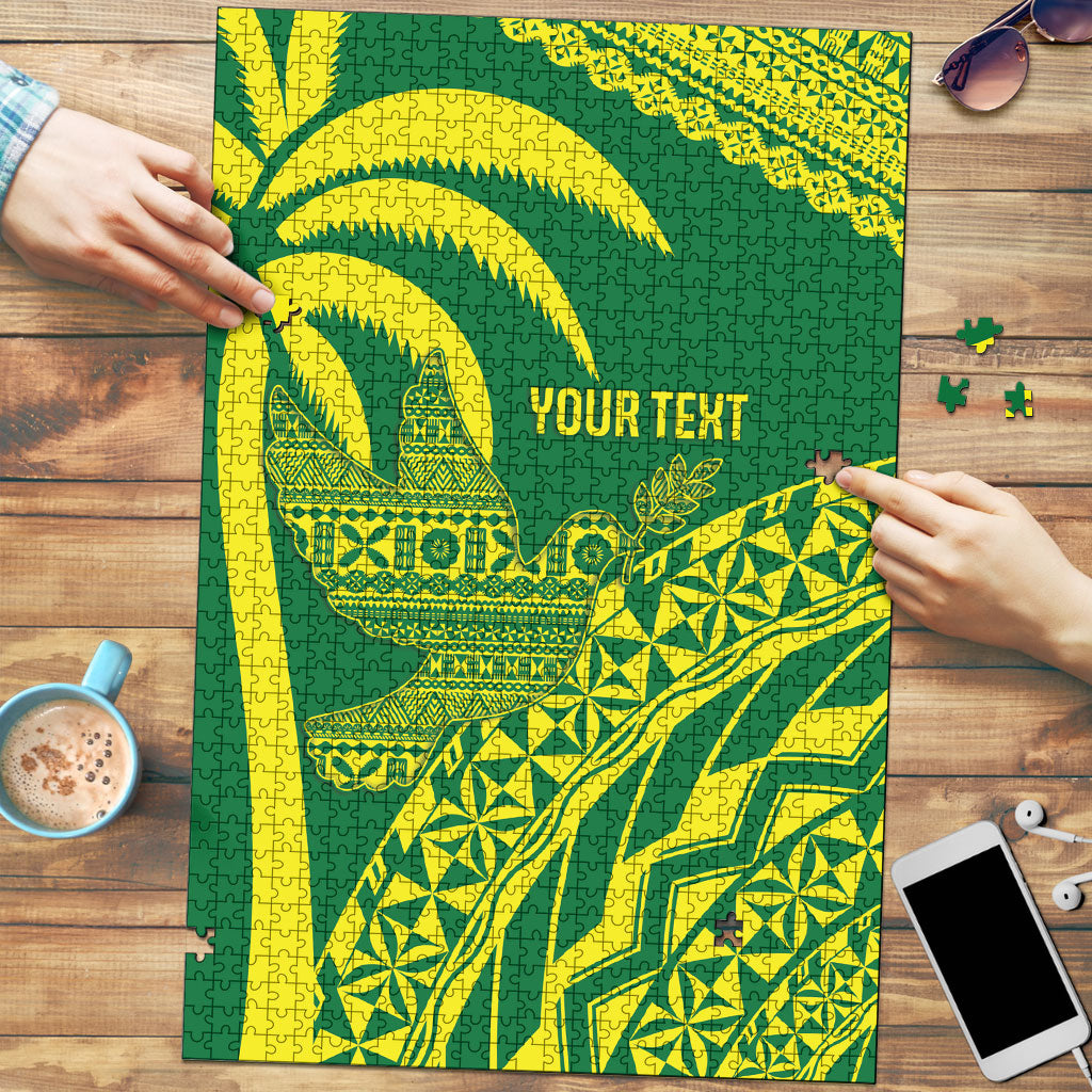 Tailevu Fiji 2026 Rugby Custom Puzzle Dove Nation Fijian Tapa Pattern LT14 Green - Polynesian Pride