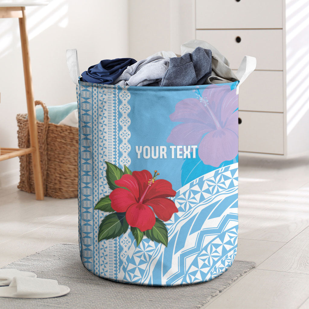 Suva Fiji 2026 Rugby Custom Laundry Basket Hibiscus Fijian Tapa Pattern LT14 Blue - Polynesian Pride