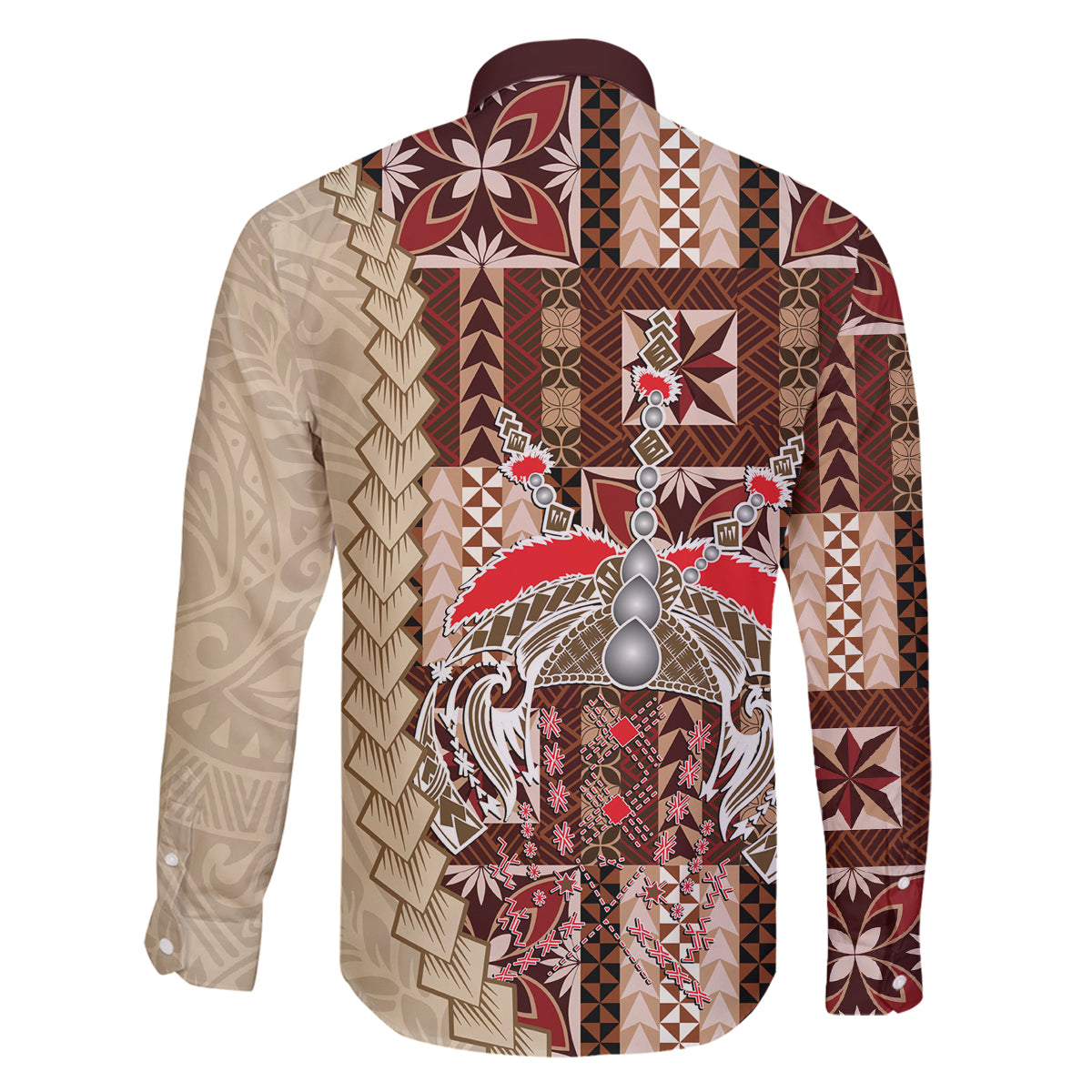 Samoa Tapau Family Matching Long Sleeve Bodycon Dress and Hawaiian Shirt Samoan Siapo Pattern LT14 - Polynesian Pride