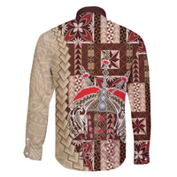 Samoa Tapau Family Matching Long Sleeve Bodycon Dress and Hawaiian Shirt Samoan Siapo Pattern LT14 - Polynesian Pride