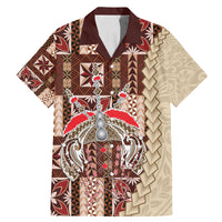 Samoa Tapau Family Matching Mermaid Dress and Hawaiian Shirt Samoan Siapo Pattern LT14 Dad's Shirt - Short Sleeve Brown - Polynesian Pride