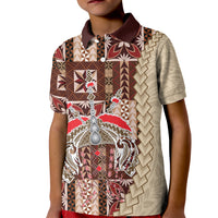 Samoa Tapau Kid Polo Shirt Samoan Siapo Pattern LT14 Kid Brown - Polynesian Pride