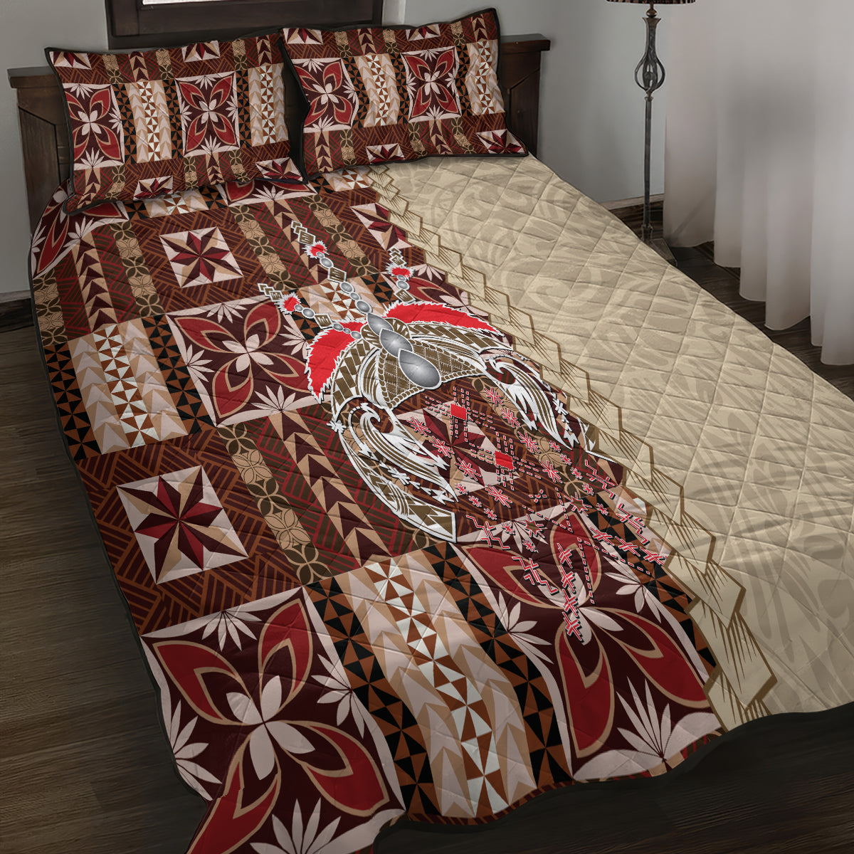 Samoa Tapau Quilt Bed Set Samoan Siapo Pattern LT14 - Polynesian Pride