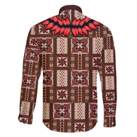 Samoa Siapo Family Matching Long Sleeve Bodycon Dress and Hawaiian Shirt Tapa Pattern Mix Ula Fala Hibiscus LT14 - Polynesian Pride