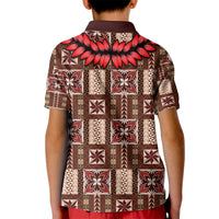 Samoa Siapo Kid Polo Shirt Tapa Pattern Mix Ula Fala Hibiscus LT14 - Polynesian Pride