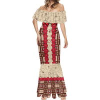 Samoa Siapo Mermaid Dress Tapa Pattern Mix Ula Fala Hibiscus LT14 - Polynesian Pride