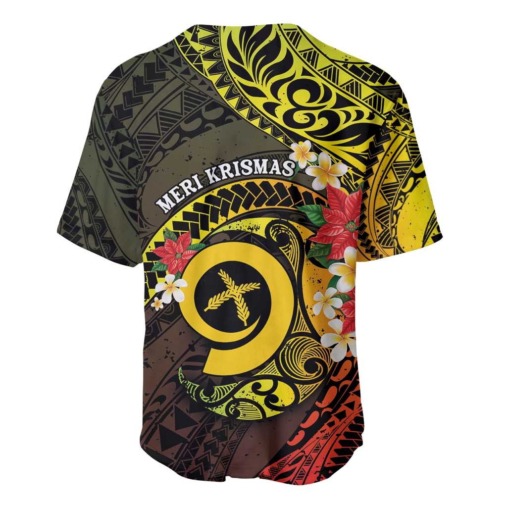 Vanuatu Christmas Baseball Jersey Vanuatuan Pig Tusk - Meri Krismas! LT14 - Polynesian Pride