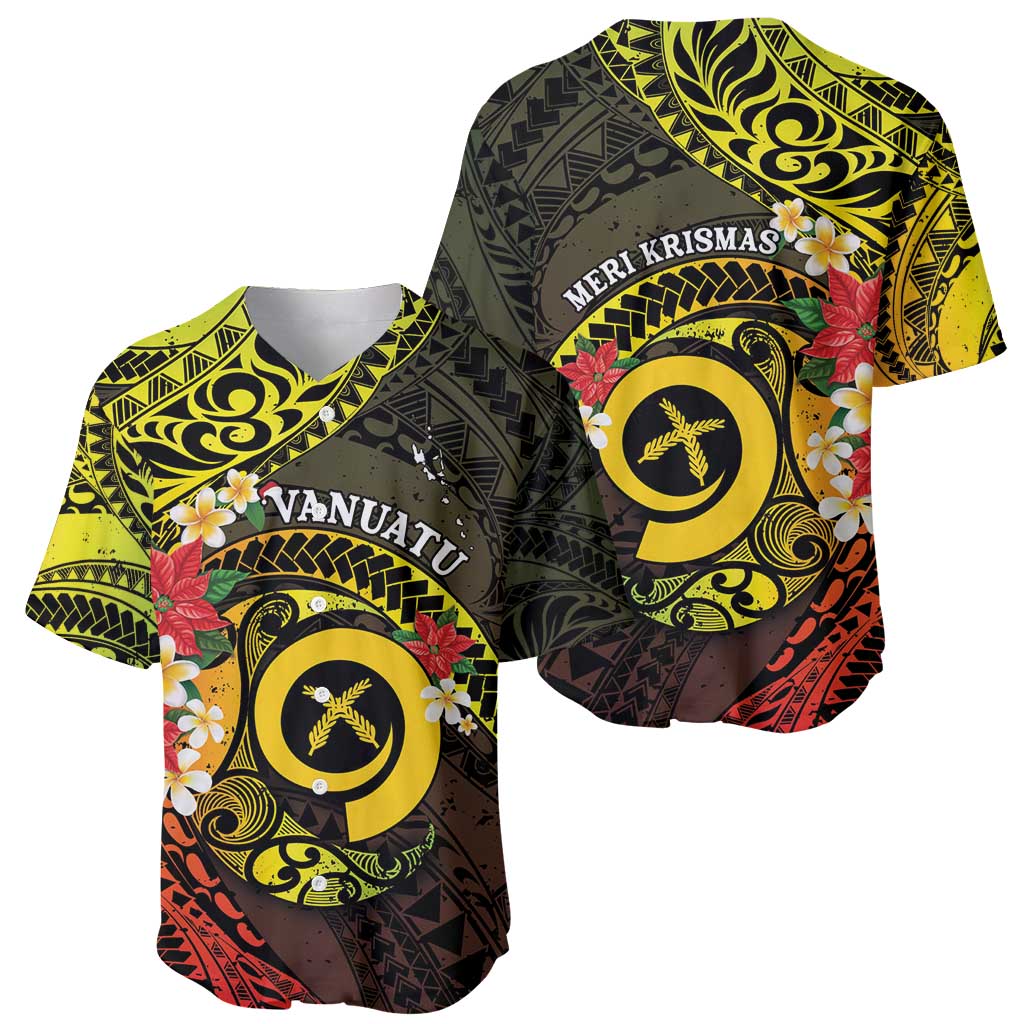 Vanuatu Christmas Baseball Jersey Vanuatuan Pig Tusk - Meri Krismas! LT14 - Polynesian Pride