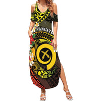 Vanuatu Christmas Family Matching Summer Maxi Dress and Hawaiian Shirt Vanuatuan Pig Tusk - Meri Krismas!