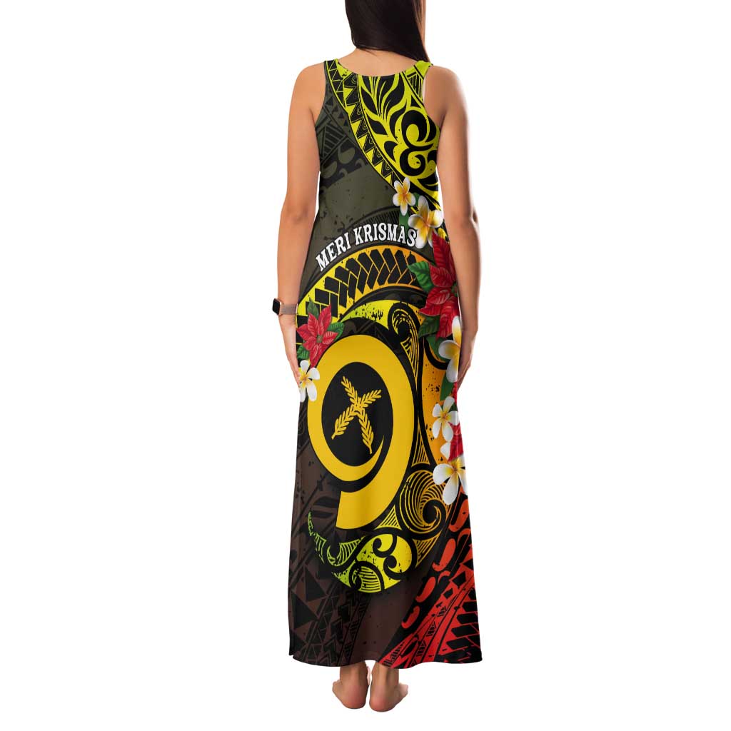 Vanuatu Christmas Tank Maxi Dress Vanuatuan Pig Tusk - Meri Krismas!
