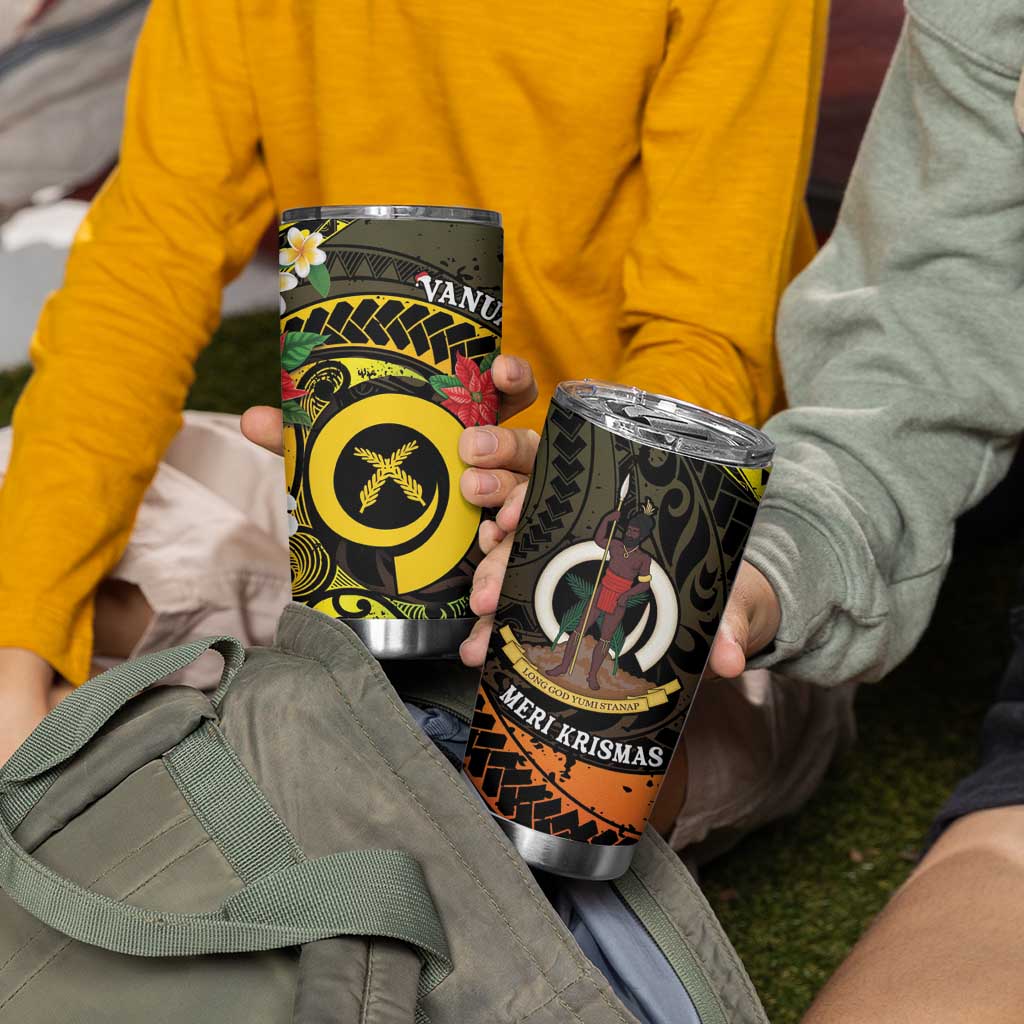 Vanuatu Christmas Tumbler Cup Vanuatuan Pig Tusk - Meri Krismas!