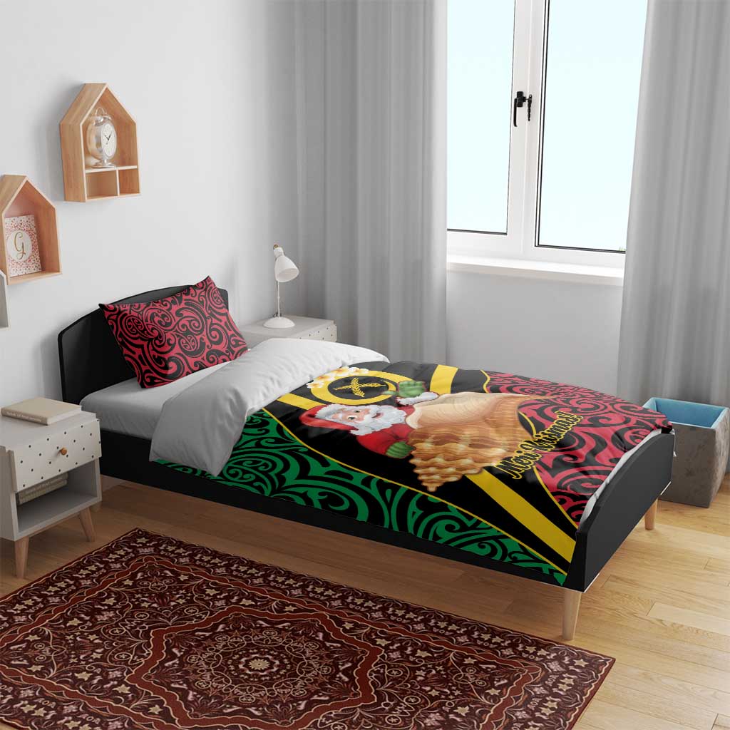 Vanuatu Christmas Bedding Set Vanuatuan Conch Shell - Meri Krismas!