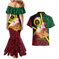 Vanuatu Christmas Couples Matching Mermaid Dress and Hawaiian Shirt Vanuatuan Conch Shell - Meri Krismas!