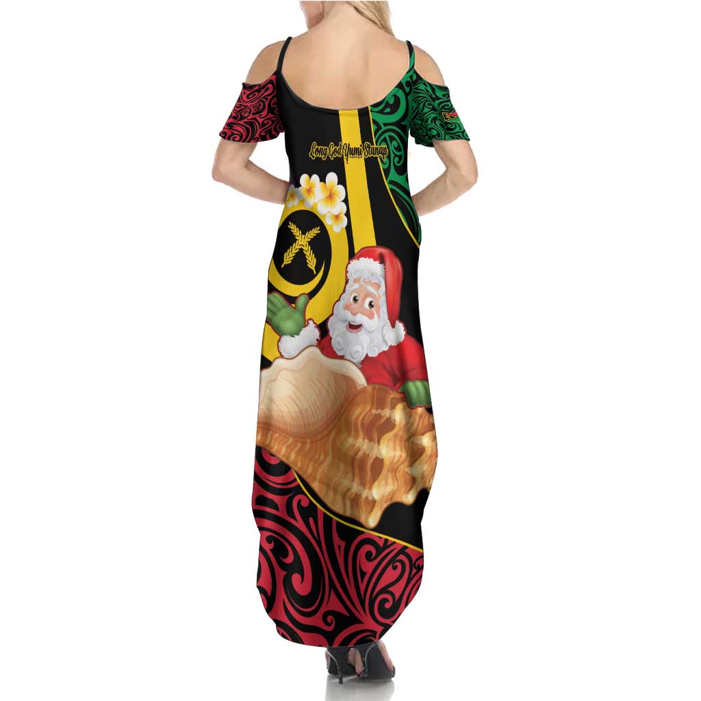 Vanuatu Christmas Family Matching Summer Maxi Dress and Hawaiian Shirt Vanuatuan Conch Shell - Meri Krismas!