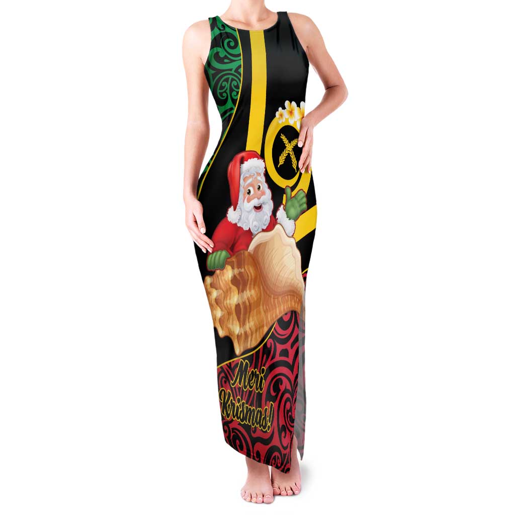 Vanuatu Christmas Family Matching Tank Maxi Dress and Hawaiian Shirt Vanuatuan Conch Shell - Meri Krismas!
