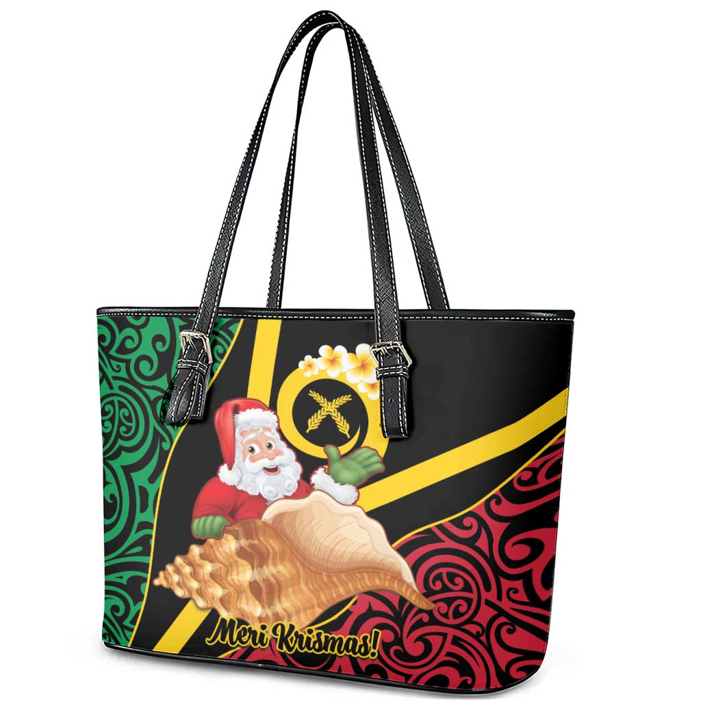 Vanuatu Christmas Leather Tote Bag Vanuatuan Conch Shell - Meri Krismas!
