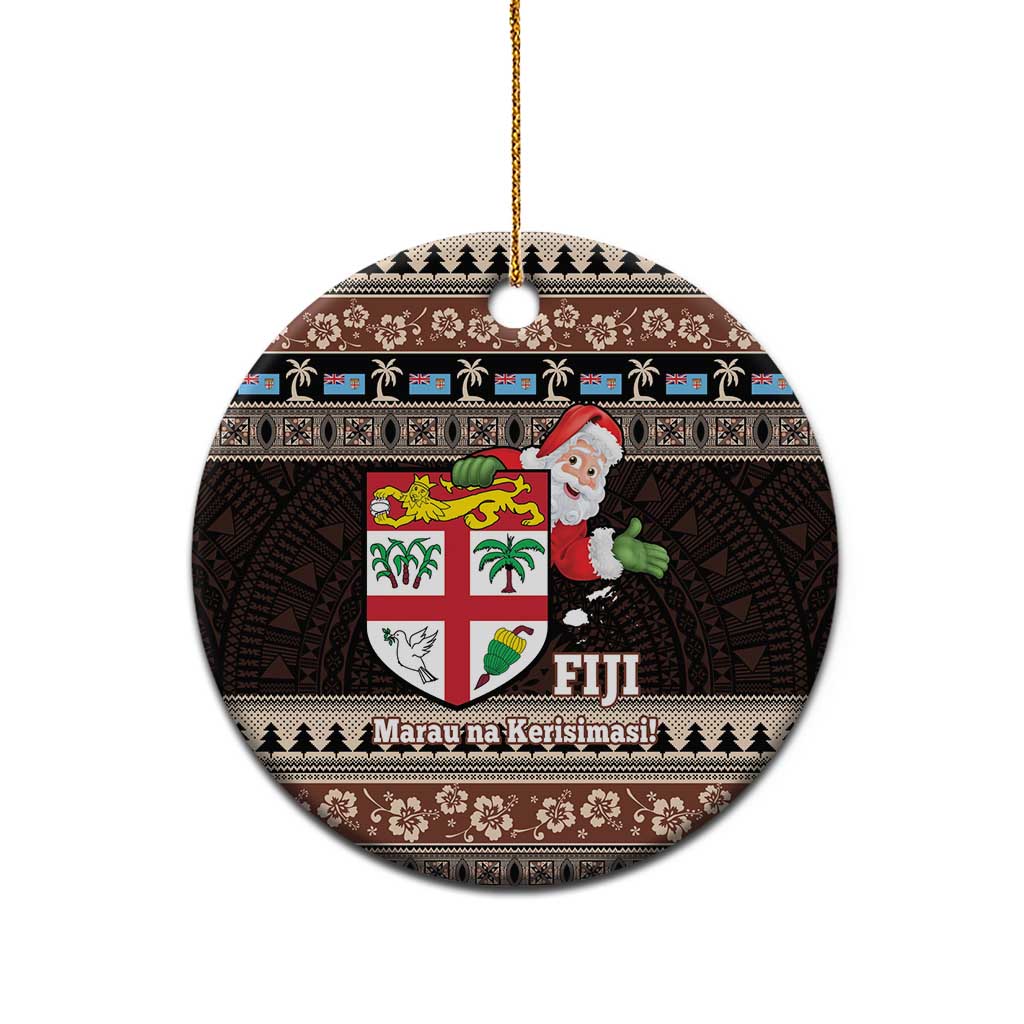 Fiji Christmas Ceramic Ornament Fijian Masi Marau na Kerisimasi! - Brown