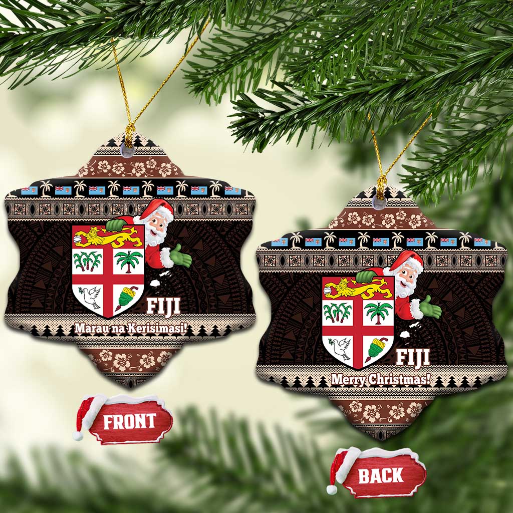 Fiji Christmas Ceramic Ornament Fijian Masi Marau na Kerisimasi! - Brown