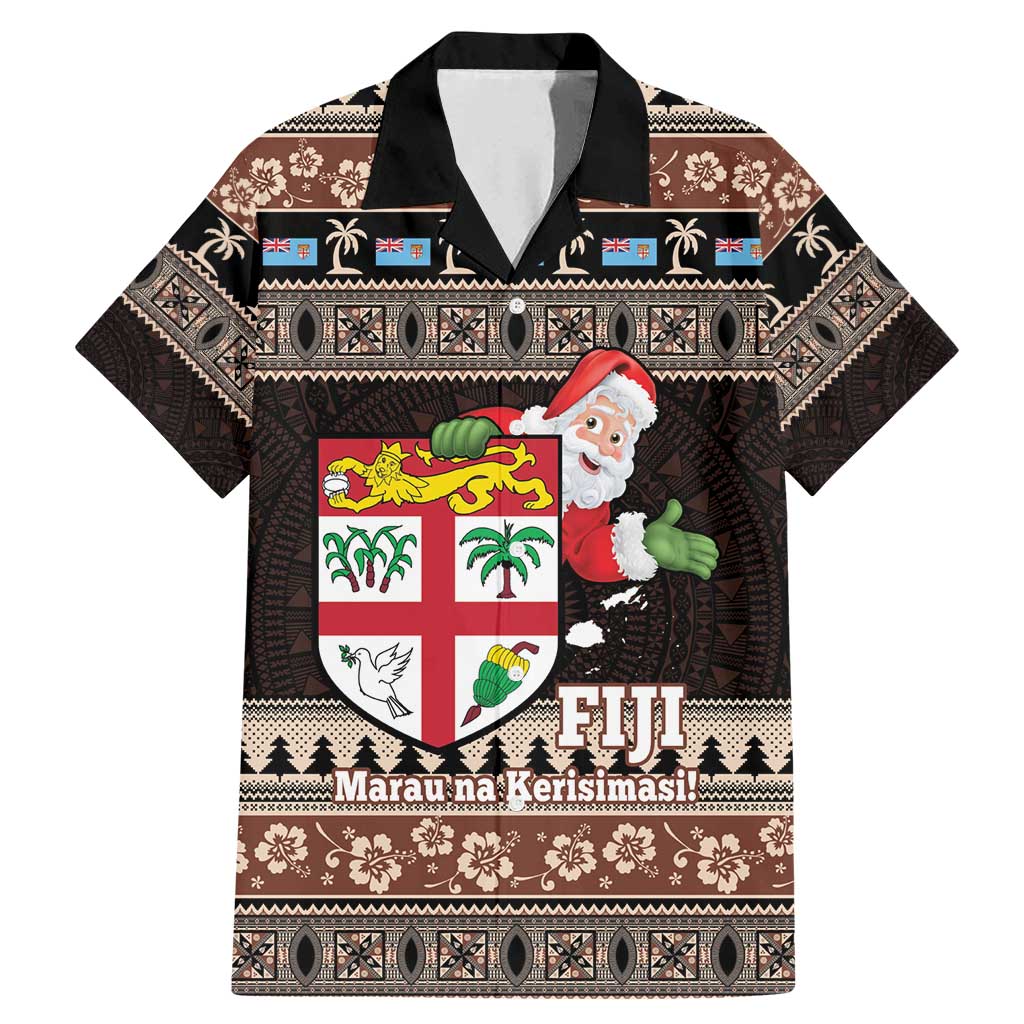 Fiji Christmas Family Matching Mermaid Dress and Hawaiian Shirt Fijian Masi Marau na Kerisimasi! - Brown