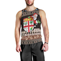 Fiji Christmas Men Tank Top Fijian Masi Marau na Kerisimasi! - Brown