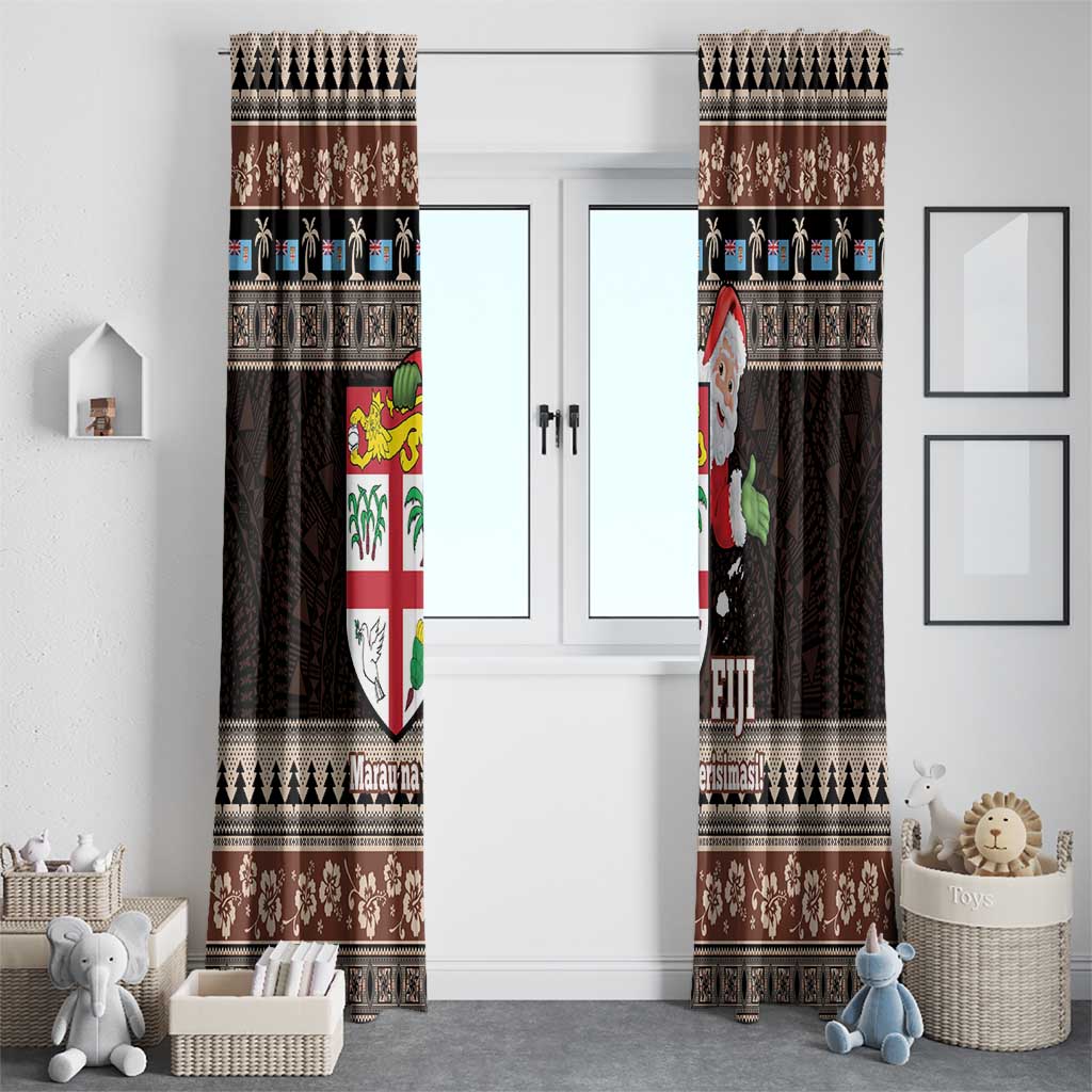 Fiji Christmas Window Curtain Fijian Masi Marau na Kerisimasi! - Brown