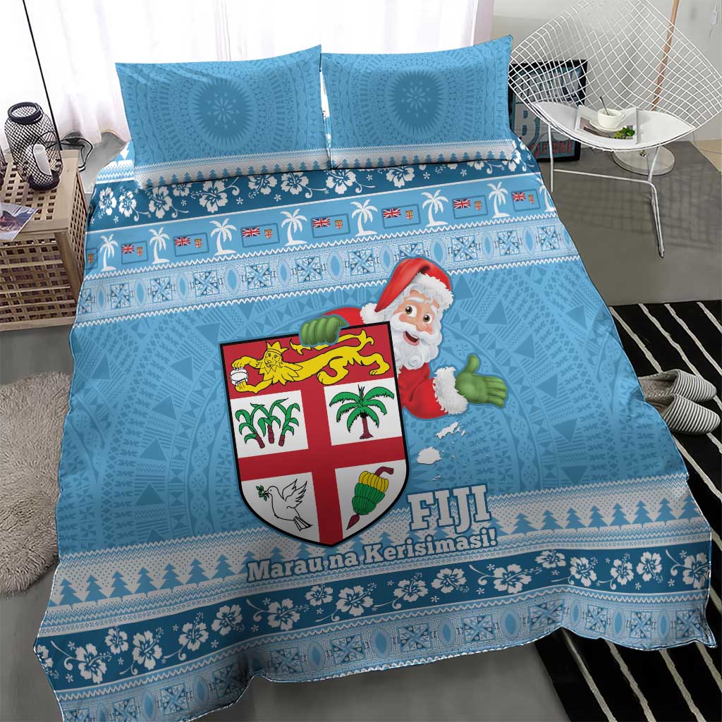 Fiji Christmas Bedding Set Fijian Masi Marau na Kerisimasi! - Blue