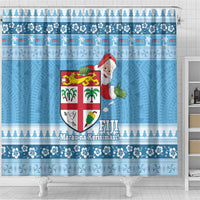 Fiji Christmas Shower Curtain Fijian Masi Marau na Kerisimasi! - Blue