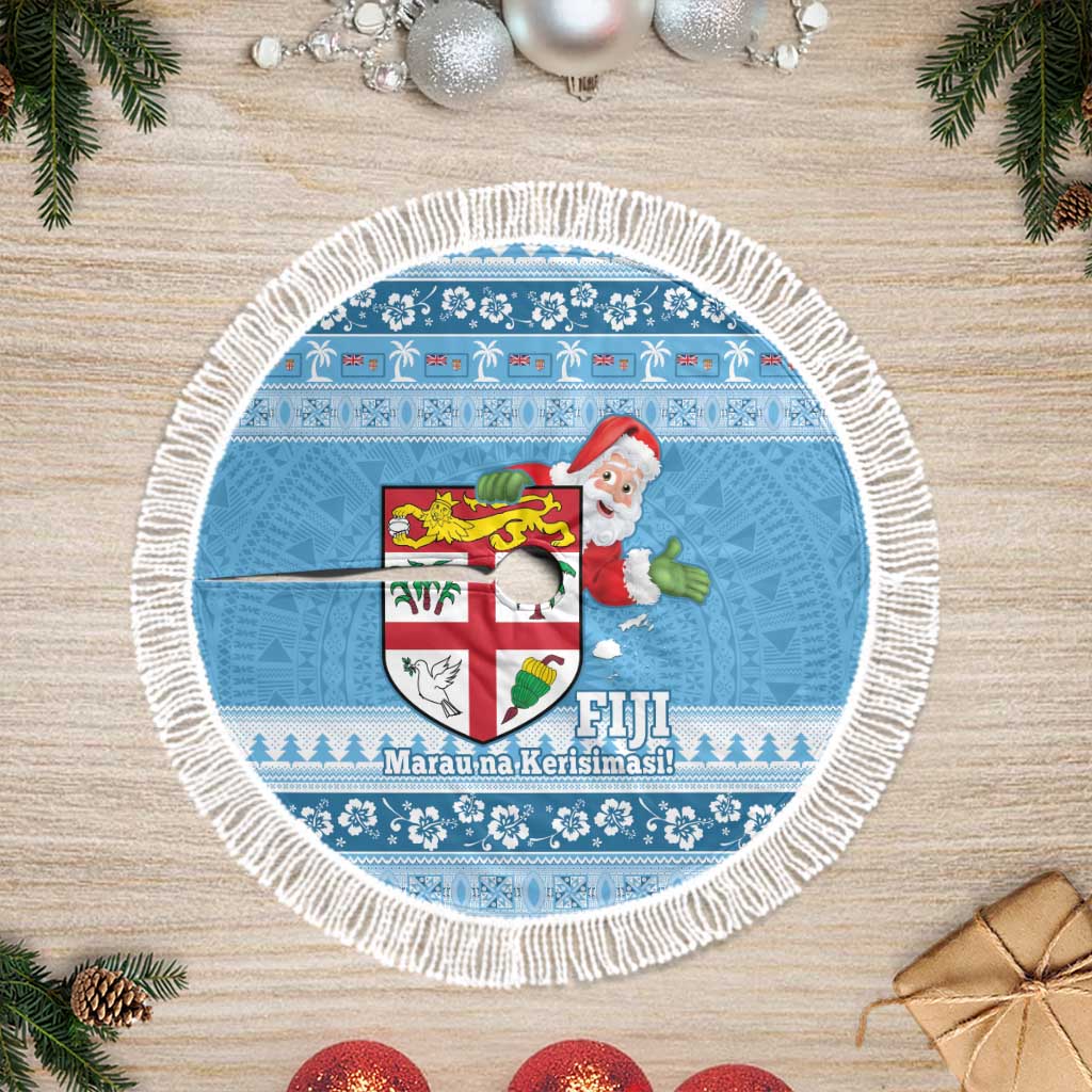 Fiji Christmas Tree Skirt Fijian Masi Marau na Kerisimasi! - Blue