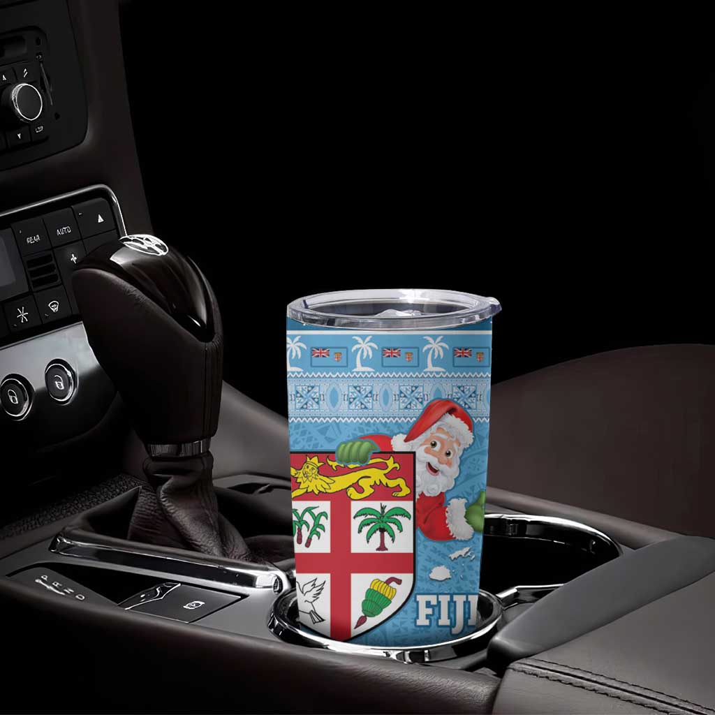 Fiji Christmas Tumbler Cup Fijian Masi Marau na Kerisimasi! - Blue