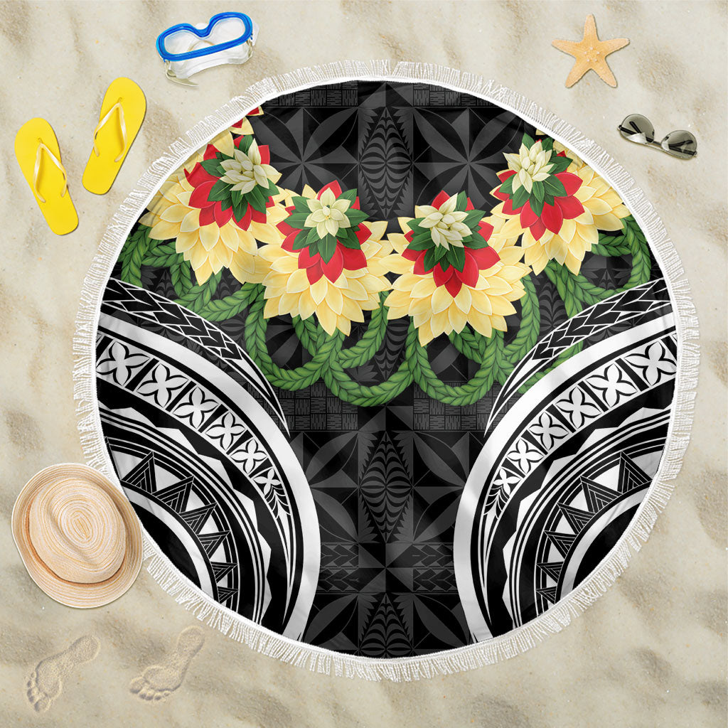 Black Tonga Ngatu Kahoa Lei Beach Blanket