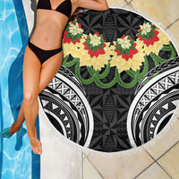 Black Tonga Ngatu Kahoa Lei Beach Blanket