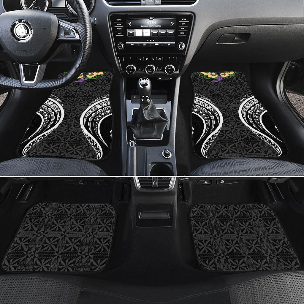 Black Tonga Ngatu Kahoa Lei Car Mats