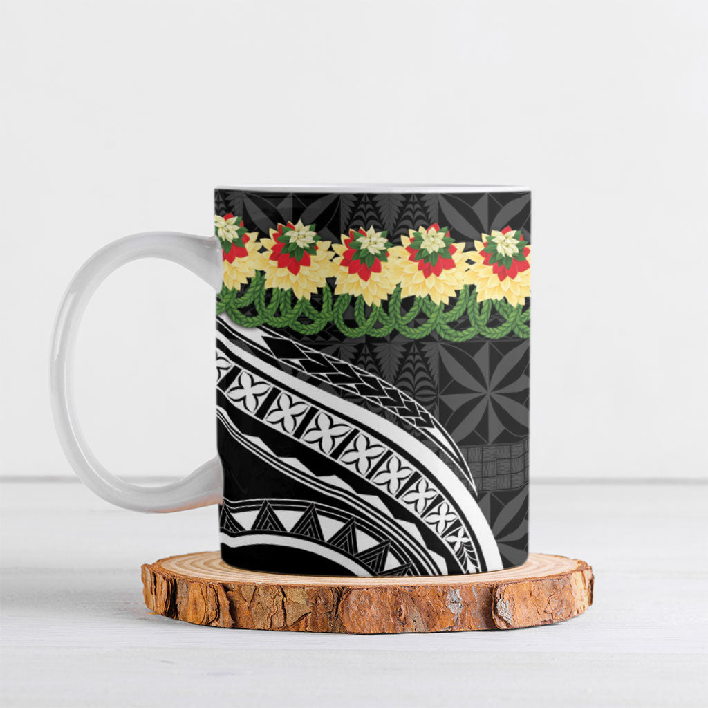 Black Tonga Ngatu Kahoa Lei Ceramic Mug