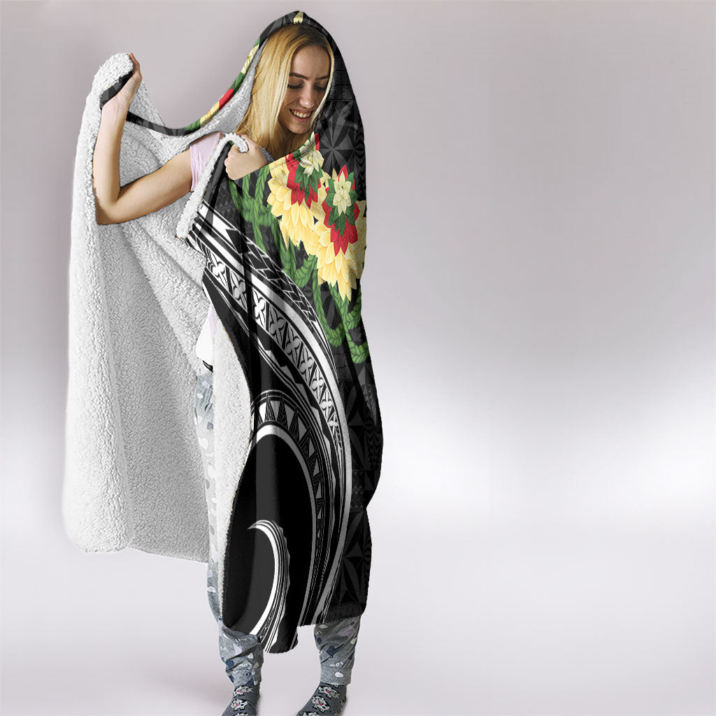 Black Tonga Ngatu Kahoa Lei Hooded Blanket LT14 - Polynesian Pride