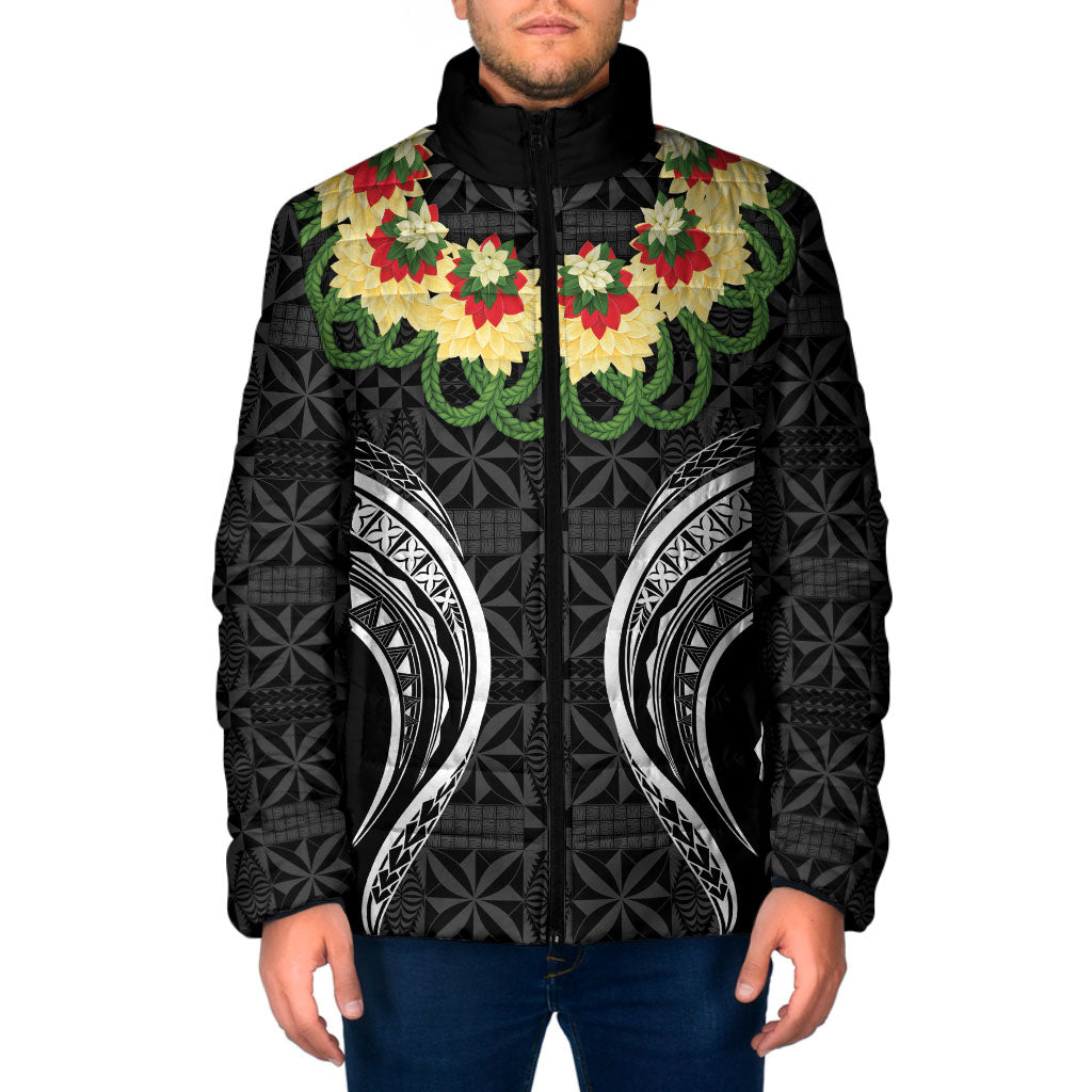 Black Tonga Ngatu Kahoa Lei Padded Jacket