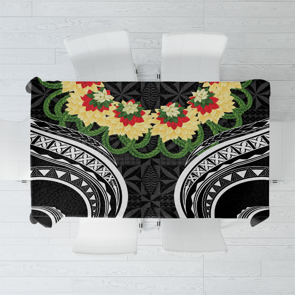 Black Tonga Ngatu Kahoa Lei Tablecloth
