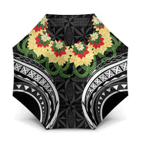 Black Tonga Ngatu Kahoa Lei Umbrella LT14 One Size Folded 11.42 inch Opened Diameter 37.4 inch Black - Polynesian Pride