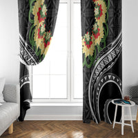 Black Tonga Ngatu Kahoa Lei Window Curtain