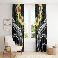 Black Tonga Ngatu Kahoa Lei Window Curtain