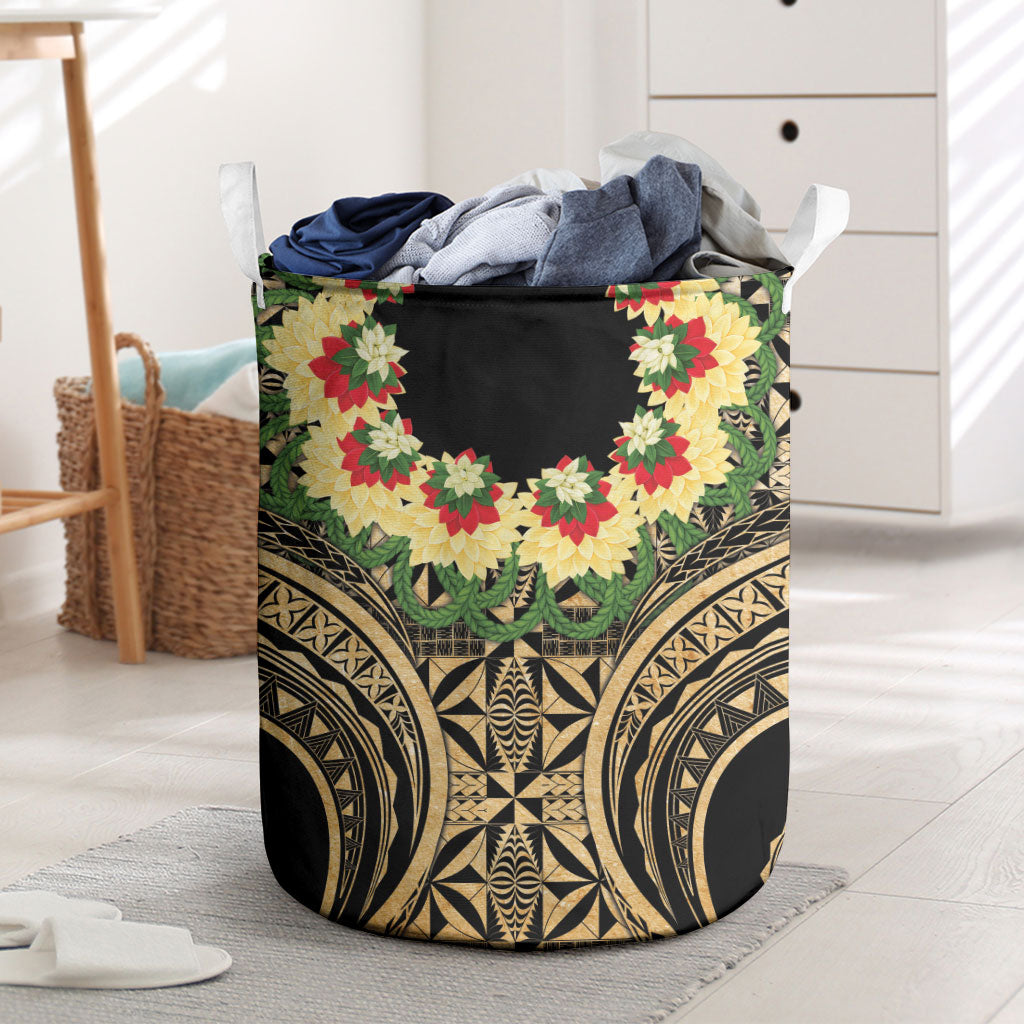Grunge Gold Tonga Ngatu Kahoa Lei Laundry Basket