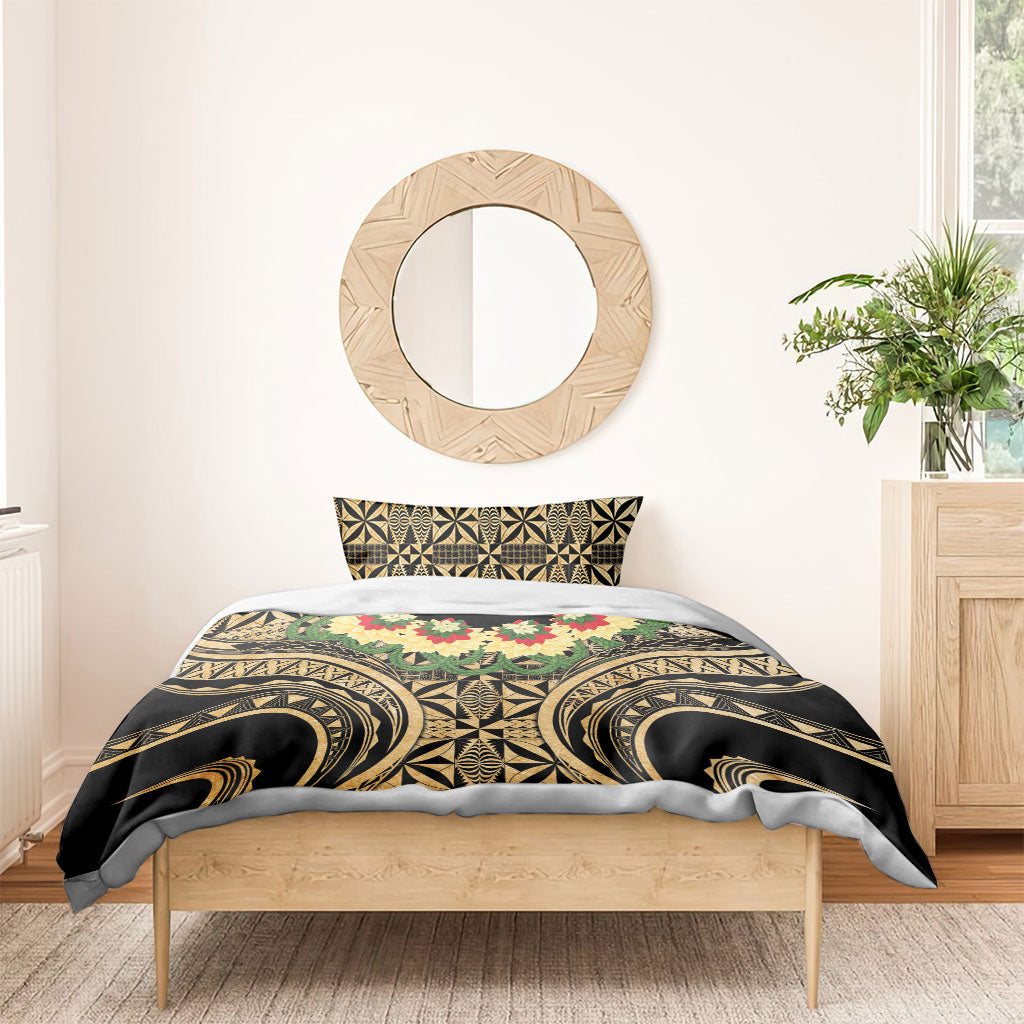 Grunge Gold Tonga Ngatu Kahoa Lei Bedding Set